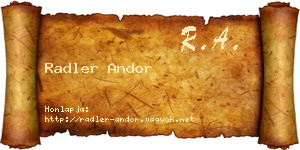 Radler Andor névjegykártya